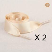 1 对奢华双面涤纶缎带鞋带，光泽、宽、扁平，表面缎面，耐用涤纶宽鞋带，非常适合时尚运动鞋、溜冰鞋、靴子和休闲鞋，表面色彩鲜艳，如丝绸般，设计易于使用，120 厘米（约 47.24 英寸）夏季日常穿着 - 彩色 - 查看 25