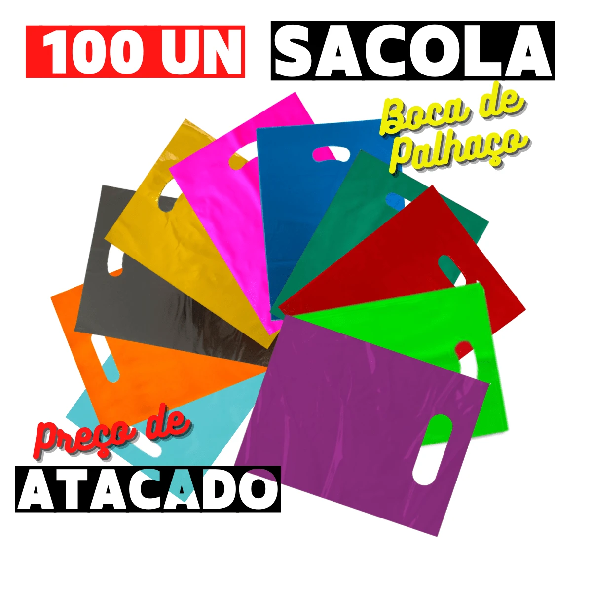 Clown Mouth Bag 30x40 With 100 Units Plastic Bag With Hollow Handle For Stores - Màu xanh bạc hà - Xem 1