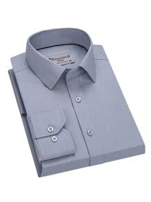 New Style Mitong Fabric Men's Shirt 50% Polyester 30% Cotton 20% Viscose - 灰色 - 查看 1