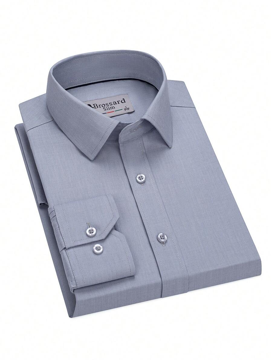 New Style Mitong Fabric Men's Shirt 50% Polyester 30% Cotton 20% Viscose - 灰色 - 查看 1