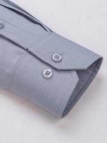 New Style Mitong Fabric Men's Shirt 50% Polyester 30% Cotton 20% Viscose - 灰色 - 查看 3