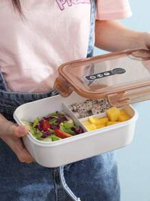 1 件 3 格塑料午餐盒，可微波防漏独立便当盒午餐盒，食品容器储物盒学校用品，圣诞礼物