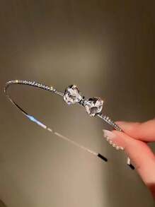 1pc Elegant Rhinestone Bow Headband, Simple Hairband Accessory , Hairband, Hair Hoop Headbands