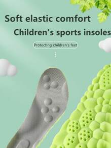 1pair Sports Insoles For Children, Boys And Girls, Breathable, Sweat Absorbing, High Elasticity And Shock Absorption - Grey - View 5