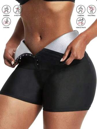 女式高腰提臀运动短裤、塑身紧身裤、高腰桑拿汗蒸瘦身运动紧身短裤和长裤、瑜伽健身压缩裤 - 打造完美身材健身房配件腹部瘦身束腹带、腰带腹部瘦身束腹带