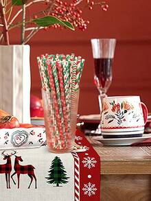 25/50 件，一次性圣诞吸管，多色圣诞纸吸管，圣诞派对装饰吸管，2024 年家居圣诞装饰品，2025 年新年圣诞礼物 - 彩色 - 查看 8