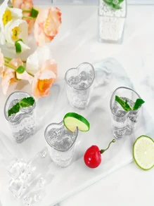 6PCS, Love Wine Glasses, Romantic And Charming Heart-Shaped Glasses, Whiskey, Vodka Glasses, Perfect For Party, Holiday And Halloween Decorations