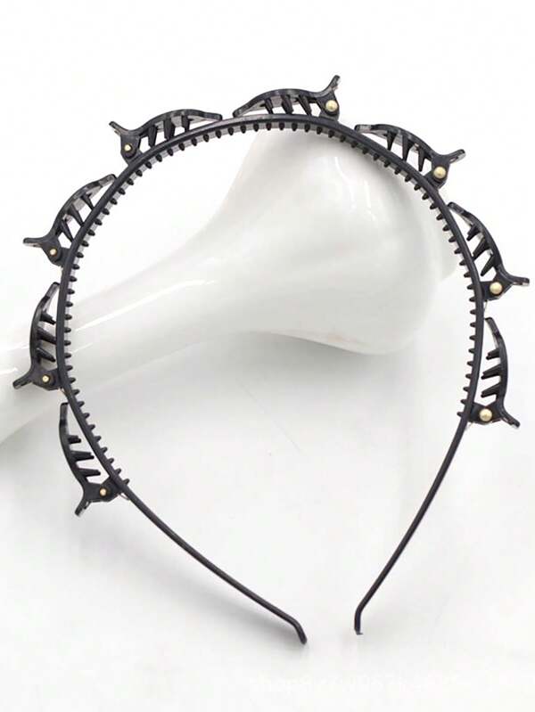 1 Stück/3 Stück/5 Stück/10 Stück Haarspange DIY handgemachtes Haaraccessoire, mehrschichtige Cut Out geflochtene Haarband mit Druckknöpfen, zweischichtige Haarspange Haarband Kopfschmuck, Pony geflochtene Haarspangen für tägliches Styling, Lässig & Arbeitsoutfits Diademe, Haarband, Haarreifen, schwarz