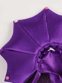 ABLAZE ZAI طقم قبعة ساحرة وكاب من البوليستر، بنمط نجوم بنفسجي، كاب ذو رباط قابل للسحب مناسب لأزياء هالوين للقطط والكلاب قطعة واحدة