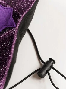 ABLAZE ZAI طقم قبعة ساحرة وكاب من البوليستر، بنمط نجوم بنفسجي، كاب ذو رباط قابل للسحب مناسب لأزياء هالوين للقطط والكلاب قطعة واحدة