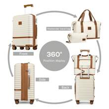 Bộ hành lý Joyway Bộ hành lý 3 món có bánh xe xoay, Hành lý du lịch vỏ cứng có thể mở rộng có khóa TSA Vali du lịch Vali Vali bền - trắng - Xem 3