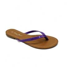 Colorful And Chic Metallic Strap Flip Flops - Multiple Colors Available, Flip Flop Slipper For Women, Casual For Beach Vacations - Violet Purple - View 2
