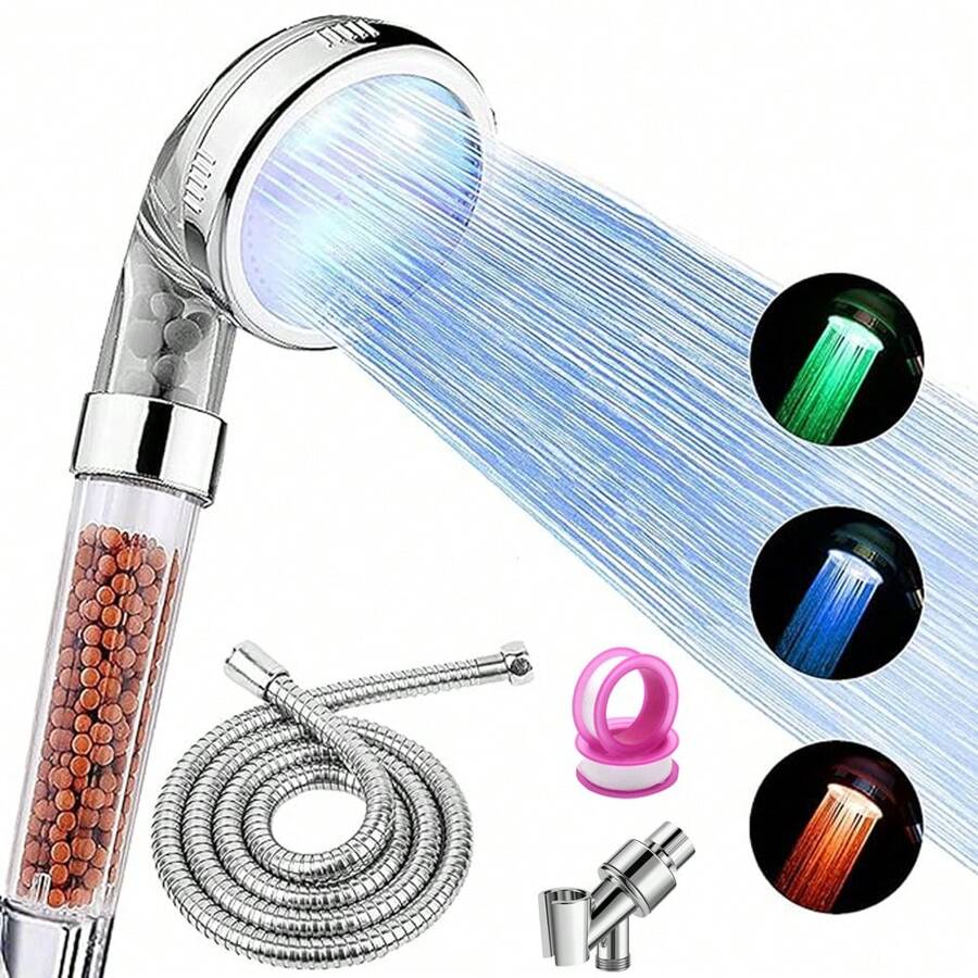 LED Shower Head With Handheld, High Pressure Shower Head With Hose