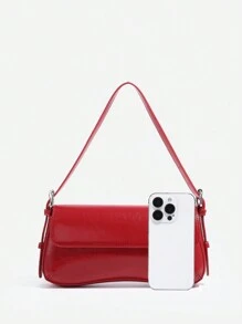 1pc Fashionable Retro Angola Red Polka Dot Faux Oil Wax Leather Leopard/Snake Print Suede Flap Adjustable Shoulder Strap Crossbody Bag, Suitable For Date, Outing, Party