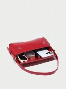 1pc Fashionable Retro Angola Red Polka Dot Faux Oil Wax Leather Leopard/Snake Print Suede Flap Adjustable Shoulder Strap Crossbody Bag, Suitable For Date, Outing, Party