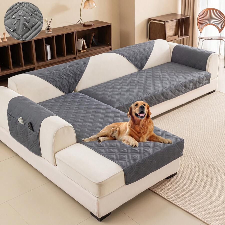 1pc Waterproof Sofa Cover, Pet Cat Dog Sofa Protector, Furniture Cover, Fit For All Sofa Types, Machine Washable. Armrest And Backrest Sold Separately.