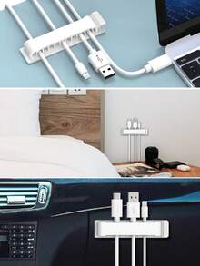 1个10槽数据线整理器，适用于桌面线缆管理 - 白色 - 查看 3