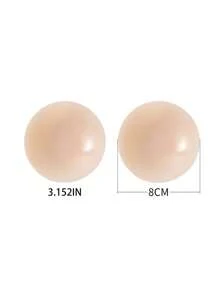 1 Pair Silicone Breast Petals, Lightweight And Invisible, With Solid Rubber Powder Base And Anti-Sagging Design - Apricot - View 2