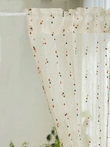 1Piece Chic Rainbow Vintage With Bottom Pompon Lacework Tulle Short Curtains,Rod Pocket Design For Kitchen Cabinet Dust Shelter & Bedroom Window Decoataion