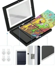 1 件 10/8 英寸儿童艺术收纳磁性相框，铰链盖木质相框，适用于艺术品和照片婴儿派对复活节礼物，适合男孩/女孩