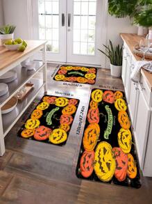 1 Stück großer rechteckiger Halloween Kürbis Geist rutschfester Polyester Bodenmatte - Schmutzabweisend, waschbar, maschinell hergestellt - für Wäsche, Bad, Eingang, Flur, Gothic Dekor, ästhetische Kunstbedarf, Vintage Halloween Dekor, Party Geschenke - Verschiedenfarbig - Übersicht 9