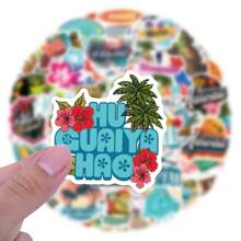 可爱的夏威夷夏季防水贴纸，适用于水瓶，55 件 Hapiuen 阳光海滩大海贴纸包，适用于笔记本电脑剪贴簿滑板行李贴花，适合儿童青少年女孩礼物、派对的酷炫贴纸 - 彩色 - 查看 3