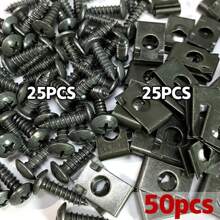 50pcs Car Screw Base U-Clip, Car Modification Clip, Metal Interior  Bumper Protection Clip, Car Anti-Rust Corrosion Self-Tapping Screws, Car Repair Tools - Black - View 7