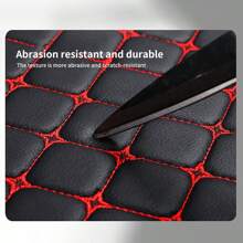 2 件通用舒适皮革汽车座椅垫 - 四季防滑，星形缝线前座 + 靠背 - 坐墊+靠背 - 查看 3