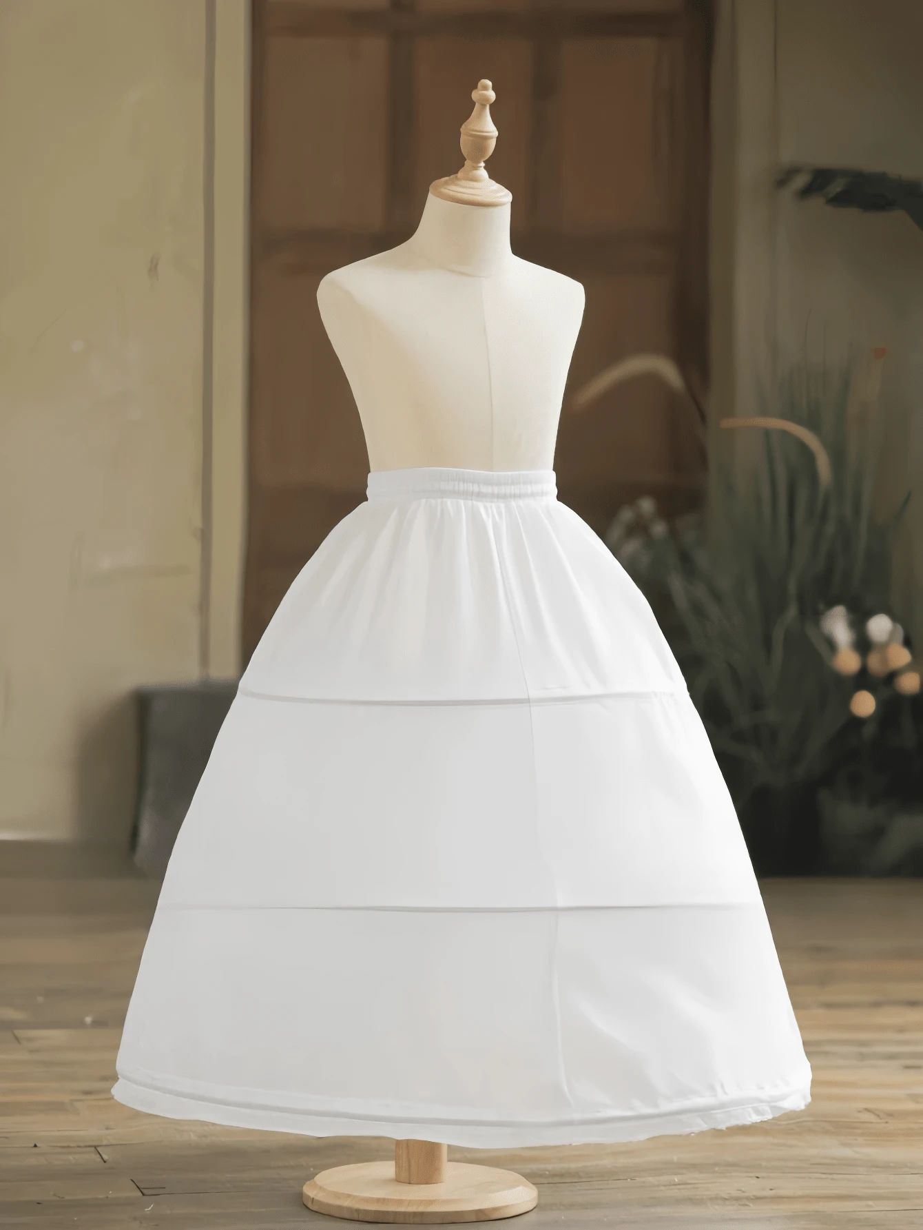 1pc 3-Tier Steel Hoop Women White Bridal Petticoat, Crinoline Underskirt For Wedding Skirt