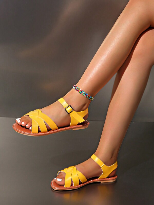 Damskie letnie nowe płaskie rzymskie sandały sznurowane, antypoślizgowa podeszwa z pianki, modne i uniwersalne codzienne lekkie buty