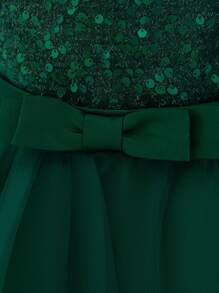 女婴亮片可爱芭蕾舞裙公主裙，适合生日派对和宴会，不含头带 - 墨綠色 - 查看 6