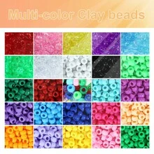 Zestaw plastikowych koralików Pony Beads do tworzenia bransoletek, wielokolorowe tęczowe koraliki do włosów, 24 koraliki do bransoletek przyjaźni w różnych kolorach do rękodzieła - Zestaw koralików Pony - Zobacz 4
