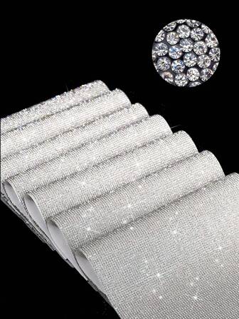 带水钻的银色自粘钻石贴纸，背面带白色自粘胶，DIY 汽车包，带钻石水钻条的手机壳，带水钻闪光水钻星星的银色星形补丁，各种尺寸 - 时尚配饰星星，贴纸 DIY 汽车装饰贴纸自粘热修复闪光水晶宝石片贴纸用于汽车和工艺装饰