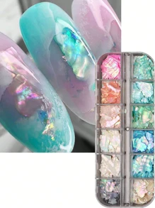 12 Lưới Vỏ Mica Trang Trí Nghệ Thuật Làm Móng Tay Kim Sa Lấp Lánh Vỏ Sò Tự Nhiên Không Đối Xứng Phụ Kiện Làm Móng Tay Đá Cẩm Thạch Mặt Dây Chuyền Móng Tay Tự Làm Đá Quý Làm Móng Dụng Cụ Làm Móng (Mảnh Vỏ Sò Màu Ngẫu Nhiên + Kiểu Mũi Khoan Dẹt + Nhíp + Bút) Móng Tay - Nhiều màu - Xem 4