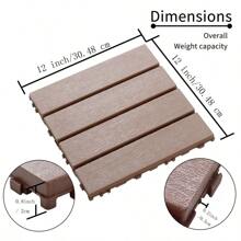 44 Packs Of Plastic Interlocking Deck Tiles, Interlocking, All-Weather, Anti Slip, Easy To Assemble, Suitable For Poolside, Balcony, Backyard Terrace - Brown - View 2