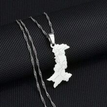 1pc Pakistan Map With Urdu Pendant Necklaces Pakistani  Jewelry For Gold Color Silver Color - Multicolor - View 9