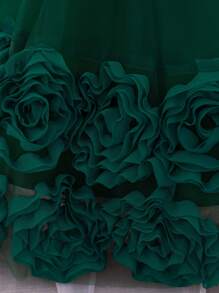 女婴亮片可爱芭蕾舞裙公主裙，适合生日派对和宴会，不含头带 - 墨綠色 - 查看 7