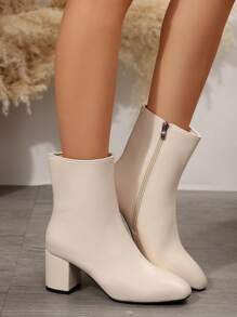 FVPFVP Perfekt zu Winterkleidung für Frauen, französische elegante Ankle Boots mit hohem Absatz für Frauen, Lederoberteil mit Plateauabsatz, 2024 Herbst Winter neues Design Mode Arbeitsschuhe - Beige - Übersicht 7