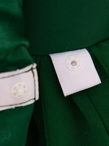 女婴无袖V领露背蝴蝶结花童礼服，适合派对、婚礼、节日等场合，不含头饰 - 墨綠色 - 查看 11