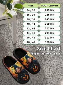1 Pair Halloween Photo Custom Home Slippers, Personalized Photo Home Slippers, Custom Thick Sole Home Slippers, Personalized Home Slippers, Photo Home Slippers, Personalized Home Slippers For Women And Men, Personalized Home Slippers, Halloween Gift, Funny Gift