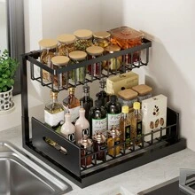 Cabinet Organizer Under Sink, 2-Tier Pull-Out Metal Basket With Mesh Sliding Drawers For Large Capacity Slide-Out Storage Shelves In Kitchens, Bathrooms, Pantry, Countertops - White - View 11