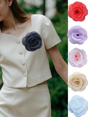 10cm Luxury Elegant Mesh Floral Brooch, Fashionable High-End Clothing Accessory