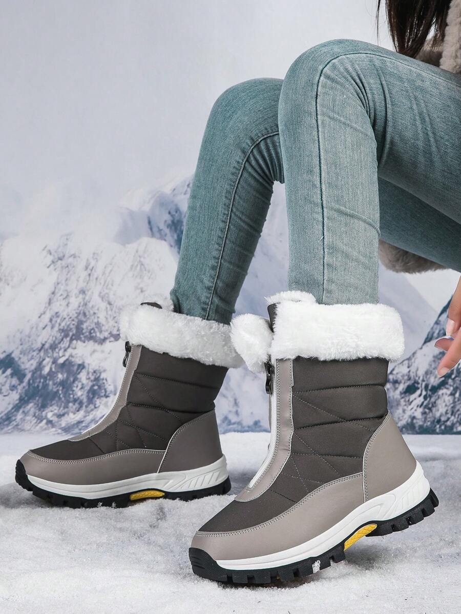 Women's Outdoor High-Top Snow Boots - Warm & Anti-Slip - Grey - View 1