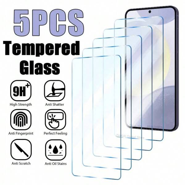 5PCS Tempered Glass Compatible With Samsung Galaxy S24 Ultra A54 A14 A13 A53 A34 A33 A52 5G S23 Plus Screen Protector Compatible With Samsung A32 A22 S21 Full Coverage High-Definition Clear, Bubble-Free, Scratch And Shatter Resistant Tempered Glass Screen Protector Ultra-High Definition Gift For Birthday/Easter/Presidents Day/Christmas/Family/Friends/Boy/Girlfriend Gift For Birthday, Family, Friends Phone Screen Protector, Phone Accessories Waterproof Shockproof Scratch Resistant Anti-Fingerprint