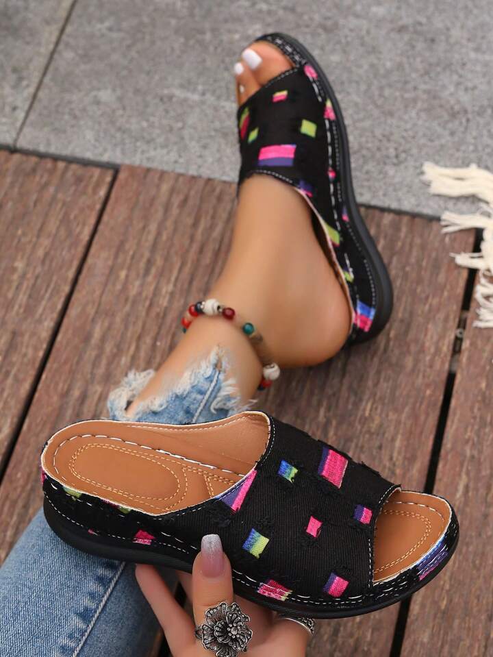 Women s New Casual Mule Slippers Platform Wedge Heel Lightweight And Comfortable Outdoor Sandals SHEIN UK