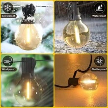 G40 Solar String Lights, Outdoor Patio Rope Lights, LED Fairy Lights, Suitable For Garden Party, Yard, Wedding, Street, Patio Decor - Warm Light - View 6