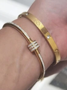 1pc/2pcs/3pcs Stainless Steel Bracelet For Men And Women Four Seasons Personalized Design Heart Zirconia Bracelet Jewelry Accessories Gifts,Jewelry Gold Jewelry Jewelry Women Bracelets Accessories Women Stainless Steel Jewelry Bracelets For Women Western Jewelry Four-Leaf Clover Bracelet, Titanium Steel, Not Easy To Fade, Stainless Steel Jewelry, Gold Bracelet, Love Bracelet, Transfer Bracelet