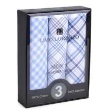 3 Piece Set Men's Boxed Fancy Cotton Handkerchiefs