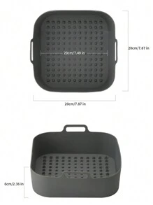 1Pc 8-Inch Nồi Chiên Không Dầu Air Fryer Chảo Nướng Chất Liệu Silicon Khay Nướng Cho Hải Sản, Cánh Thổ Nhĩ Kỳ Nướng, Cánh Gà Thích Hợp Cho Nồi Chiên Không Khí Trên 5L - Xám - Xem 12