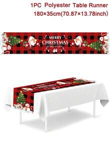1Pc Polyester Table Runner Table Cloth Table Cover,Santa Claus Tree Snowman Pattern Merry Table Runner, Atmospheric Decoration Supplies, Holiday Desktop Decoration, Xmas Party Decor,Home Decor, Table Decor, Decor, Back To School Valentine Day